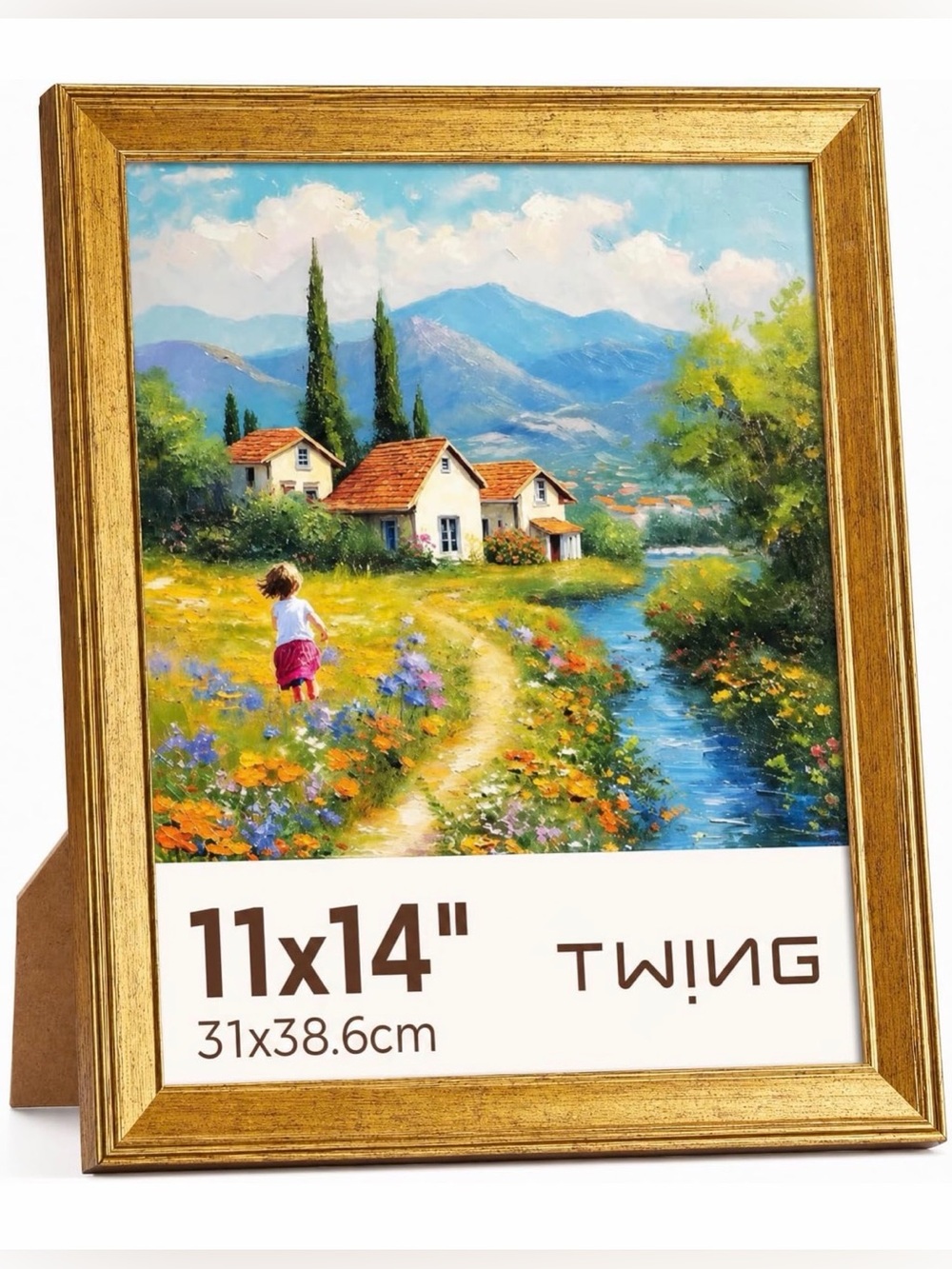 TWING 11x14 Vintage Gold Picture Frame 8x10 Mat Rustic Home Decor